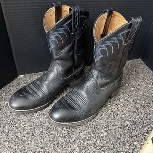 Ariat Cowboy Boots Black Leather Round Toe Men's Size 8.5 D Western Heritage